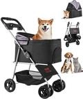 Hundewagen 81x46x97 cm, 16,9 kg Tragkraft, Faltbarer Hundebuggy, 4-Rad-Buggy mit