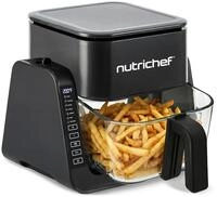 NutriChef Hei&szlig;luftfritteuse 4L mit Grillfunktion 1500W Schwarz &ndash; Airfryer ohne &Ouml;l