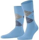 Burlington Herren Socken King M So Baumwolle gemustert 1 Paar, Blau Sky Blue 6544,