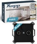 Kopp PARIS 2-fach Antennensteckdose - Matt-Schwarz - Hochwertige IP20