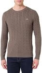 GANT Pullover Langarm Rundhals Kabelstrick beige