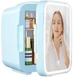 YASHE Mini K&uuml;hlschrank, Skincare-K&uuml;hlschrank mit LED-Lichtspiegel,