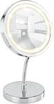 WENKO LED Kosmetikspiegel Brolo - Standspiegel, Spiegelfl&auml;che &oslash; 11 cm, Stahl, 15 x