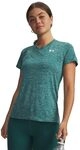 Under Armour Damen Tech Twist Short Sleeve V Neck T-Shirt, Rack Green/White,...