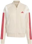adidas Women's 3S Fashion Tracktop, Crystal Linen/Pure Ruby, XS