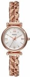 Fossil Carlie Uhr f&uuml;r Damen, Quarzwerk mit Edelstahl- oder Lederarmband Ros&eacute;goldton
