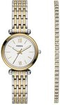Fossil Carlie Damen 28MM Zweifarbige Edelstahluhr, ES5450SET