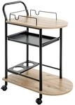 HAKU K&uuml;chenwagen Eiche hell, schwarz, MDF, Metall - Ma&szlig;e: B 65 x H 83 x T 35...