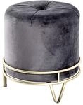 HAKU Hocker anthrazit, Gold, MDF, Metall, Textilgewebe - Ma&szlig;e: H 40 cm x &Oslash; 38 cm,
