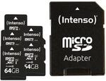 Intenso Premium microSDXC 5X 64GB Class 10 UHS-I Speicherkarte inkl. SD-Adapter,