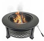 Relaxdays Feuerschale, &Oslash; Schale 55 cm, mit Funkenschutz, Sch&uuml;rhaken, Stahl,