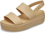 Crocs Brooklyn Low Wedge, Damen-Sandalen mit Keilabsatz, Cashew, 41 EU