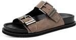 Tamaris Damen Fu&szlig;bett Pantolette Leder flach, beige, 37 EU