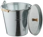 Relaxdays Ascheeimer mit Deckel, 12,5 Liter, Henkel mit Holzgriff, f&uuml;r Kohle &