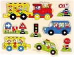 Bino Steckpuzzle Verkehr, Kinderspielzeug (9-teiliges Spielzeug f&uuml;r Kinder mit