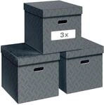 Leitz VON 3er Set Aufbewahrungsbox mit Deckel, 29 L, Cube, 100% Recyclingkarton,