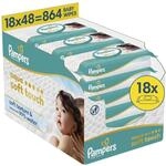 Pampers Aqua Soft Touch Baby-Feuchtt&uuml;cher, 18 Packungen mit 48 Feuchtt&uuml;chern...