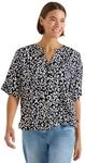 Cecil Damen Bluse mit Split Neck und mit Leo-Muster