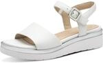 Tamaris Comfort Damen Sandalen flach aus Leder mit Klettverschluss, Wei&szlig;