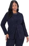 Ulla Popken Damen gro&szlig;e Gr&ouml;&szlig;en &Uuml;bergr&ouml;&szlig;en Plus Size Jersey-Blazer, Jacquard,