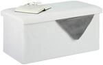 Relaxdays Sitzbank mit Stauraum, Leinen-Optik, gepolstert, Flur, Schlafzimmer,