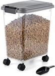 Relaxdays Futterbeh&auml;lter mit Rollen & Schaufel, 20 l, HBT: 43,5 x 37 x 24,5 cm,