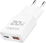 LogiLink PA0346 - Dual USB GaN (Gallium-Nitrid) Ladeger&auml;t, 1x USB-C (PD), 1x USB-A
