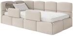 Selsey Jugendbett 120x200cm Creme Chenille Stoff mit Stauraum und Lattenrost,