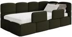 Selsey Jugendbett 120x200cm Olivgr&uuml;n Boucl&eacute; Stoff mit Stauraum und Lattenrost,
