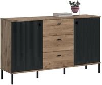 xonox.home &ndash; Sideboard Chess 154x89x41 cm in Schwarz Tiefzieh und Nox Oak
