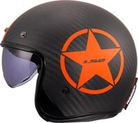 LS2, Jet Motorradhelm BOB II CARBON STAR Orange, XS