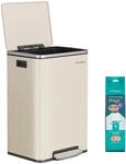 SONGMICS M&uuml;lleimer 50 L, 15 M&uuml;lls&auml;cke, Stahl, herausnehmbarer Inneneimer aus