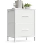SONGMICS Nachttisch, Kommode, 2 Stoffschubladen, Aufbewahrungsschrank, Stahl, MDF,