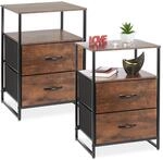 Relaxdays Nachttisch Industrial, 2er Set, HBT 70 x 45 x 42,5 cm, 2 Schubladen,