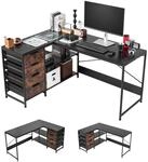 VEVOR Gaming Tisch L Form 1,5 m, Gamertisch mit Schubladen & Ablagef&auml;chern,