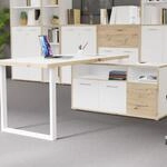 Forte KEFLAVIK Schreibtisch mit Schrank 120 130, modernes B&uuml;rom&ouml;bel mit 2...