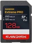 SANDISK Extreme PRO SD UHS-I-Karte 128 GB (bis zu 250 MB/s Lesegeschwindigkeit und