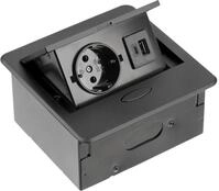 GTV - M&ouml;belsteckdose AVARO, 1x Schuko Steckdose, USB A+C, Kabell&auml;nge 1,5m, Farbe