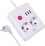 Maclean MCE387/8 Steckdosenleiste | 2 Steckdosen 3xUSB 2500W | Kompaktes Kabel mit