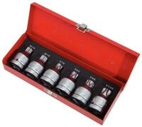 KS Tools 515.0010 3/4" Kraft-Bit-Stecknuss-Satz, 6-tlg., TX+Vielzahn, mit Bohrung