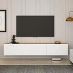 Hanah Home Stylish TV Stand, 150 cm Wide, White & Atlantic Pine | 100% Melamine