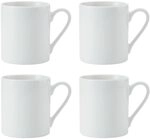 MIKASA Egret Feines Porzellan Becher-Set, 4x klassische wei&szlig;e Becher f&uuml;r Tee und