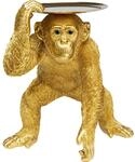 Kare Design Deko Figur Butler Playing Chimp, Gold, Accessoire, Tierfigur,