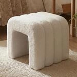 Relaxdays Teddyfell Hocker, gepolstert, HxBxT: 40x40x40 cm, geriffelt, Boucl&eacute;