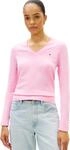 Tommy Hilfiger Women's Co Jersey Stitch V-Nk Sweater Ww0Ww40098, Pink, XS