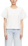 Comma Damen T-Shirt &ndash; Relaxed Fit, Jersey mit Webware, Rundhals, Smok-Detail...