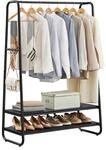 VASAGLE Kleiderst&auml;nder, Garderobenst&auml;nder, Garderobe, 2 Ablagen, 6 Haken in...