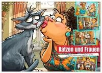Katzen und Frauen. Lustige Cartoons vom t&auml;glichen Chaos (Wandkalender 2026 DIN A4