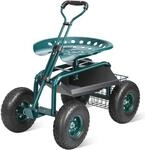 VEVOR Rollsitz Werkstattwagen aus Stahl bis 136kg belastbar Gartenwagen mit 25cm