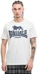 Lonsdale Herren T-Shirt Normale Passform Logo S, Ecru/Dark Navy